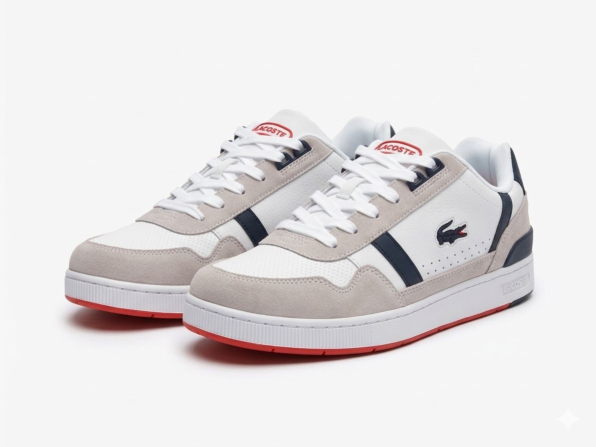 Sapatênis Lacoste Branco Vermelho Cinza
