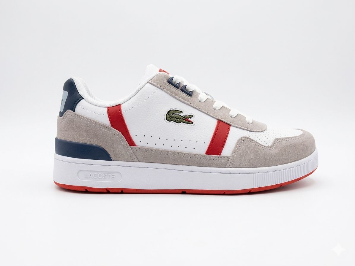 Sapatênis Lacoste Branco Vermelho Cinza